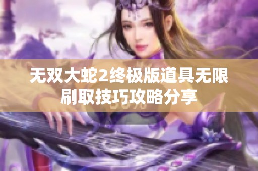 无双大蛇2终极版道具无限刷取技巧攻略分享