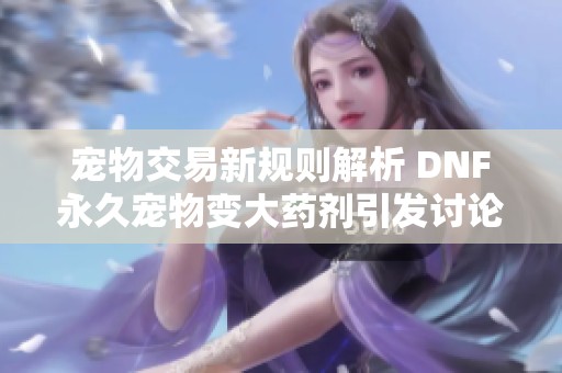 宠物交易新规则解析 DNF永久宠物变大药剂引发讨论