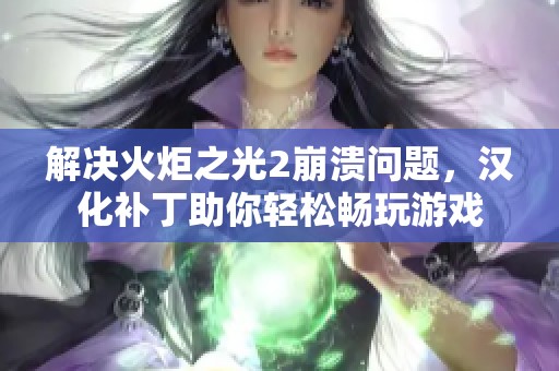 解决火炬之光2崩溃问题，汉化补丁助你轻松畅玩游戏