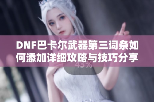 DNF巴卡尔武器第三词条如何添加详细攻略与技巧分享