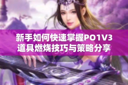 新手如何快速掌握PO1V3道具燃烧技巧与策略分享